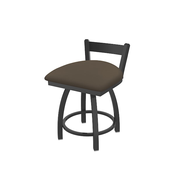 18" Low Back Swivel Vanity Stool, Pewter Finish, Canter Earth Seat